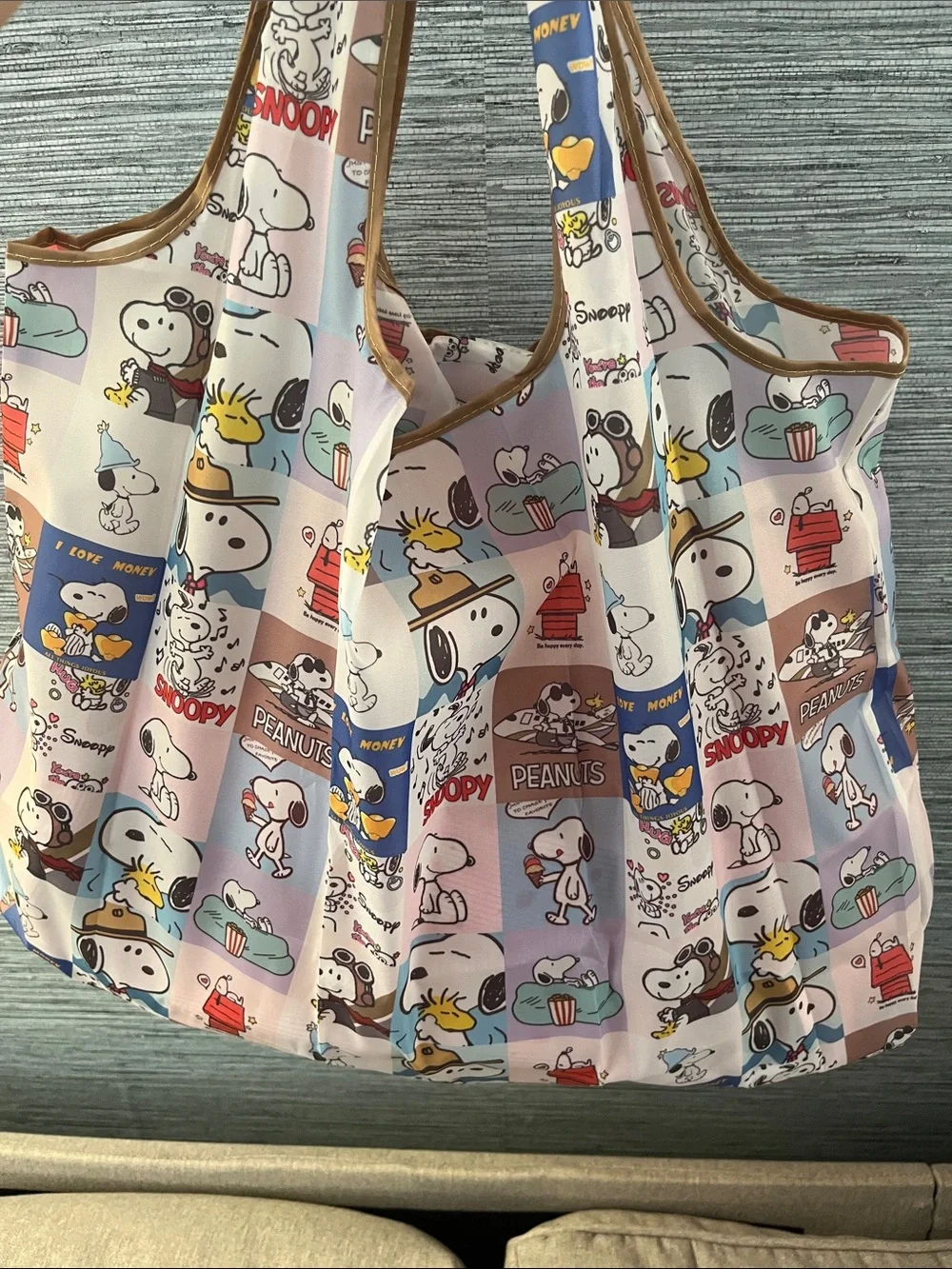 Snoopy ReusableTote Bag in Pastel Multi-Color